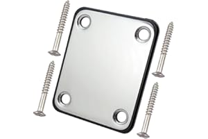 WANDIC Electric Guitar Neck Plate with Screws for Strat Tele Guitar Precision Jazz Bass Replacement Silver