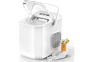 FZF Ice Maker Machine for Home - Self-Cleaning Function, 9 Ice Cubes in 6 Minutes. Low Noise Operation - Ideal for Households, Offices, and Bars, Enjoy Refreshing Ice Anytime, White