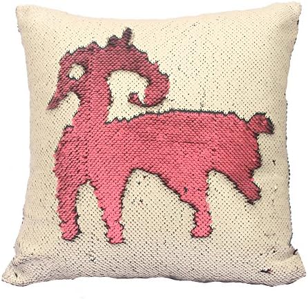 Livedeal Two-color Paillette Reversible Sequins Mermaid Pillow Cases 16 X 16" Red and Beige