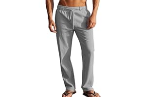 LAOARA Pantalon Homme Ete Coton Lin Pantalon Leger Yoga Été Grande Taille Elastique Pantalons de Sport M-2XL