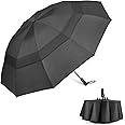 G4Free 42/46/54/62 Inch Large Golf Umbrella Compact Reverse Travel Umbrella 10 Ribs Windproof Double Canopy Automatic Open Close(Black)