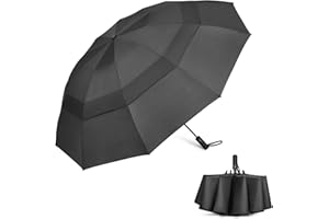 G4Free 62 Inch Large Folding Umbrella 10 Ribs Sturdy Travel Compact Umbrella for Automatic Open Windproof Waterproof Rain Double Canopy
