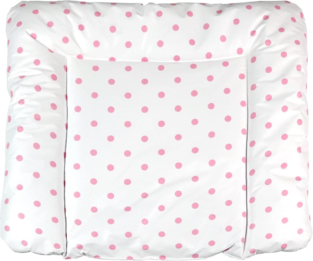 baby'ness Elyaf Dolgulu Pvc Alt Değiştirme Minderi, Sıvı Geçirmez, Leke Tutmaz, Puantiyeli, Pembe, 75x85cm