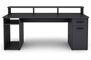 ‎BYLIVING byLIVING Gaming-Schreibtisch FANTASTIC, mit robuster Melamin Oberfläche in anthrazit, mit Aufsatz für viel Stauraum, Holzwerkstoff Spanplatte, grau, B 180, H 93, T 65 cm