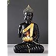 SN Crafts Buddha Statue Showpiece Idol with Tea Lights for Home Decor and Living Room Unique Exhibits 1 Picture (Black)