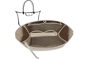 Charinor Taschen Organizer für Longchamp, Taschenorganizer L aus Filz mit Schlüsselkette und Bag in Bag(Beige, L)