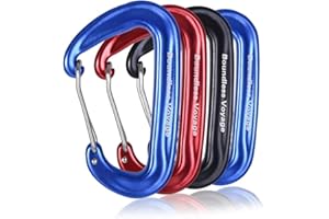 Boundless Voyage Pack 12KN Clip Mousqueton en Alliage D'aluminium Mousqueton Heavy Duty Verrouillage Type D Clips pour Camping en Plein Air Escalade Randonnée Sac À Dos 4PCS Mix Color