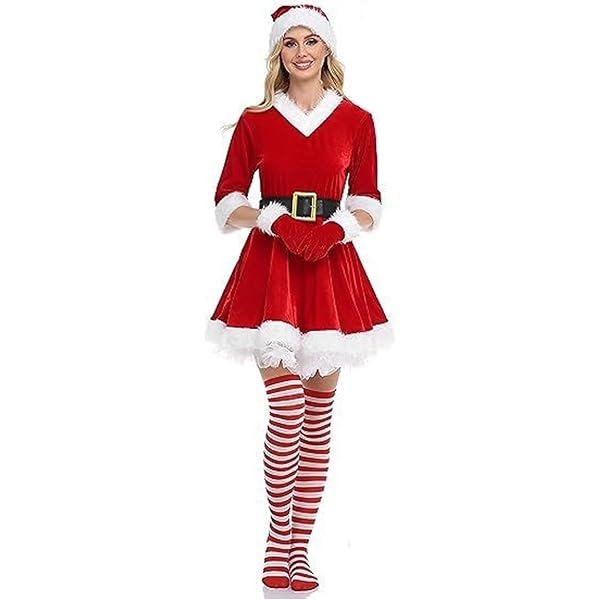Lingerie De Noël Femme Sexy Robe De Noël Déguisement Mère Noël Lutin