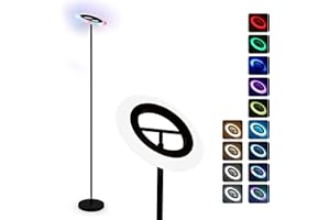 FIMEI Floor Lamp, Reading Standing Lamp, Stepless Dimming & 4 Colour Temperatures, Remote & Touch Control, Modern Standing Light for Living Room, Bedroom, Office (RGB)