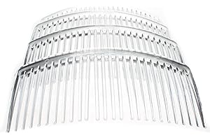 4 Pack of Clear Large 9cm Plain French Side Hair Combs Slides Grips Clips Hair Accessories for Women Girls by Glitz4Girlz