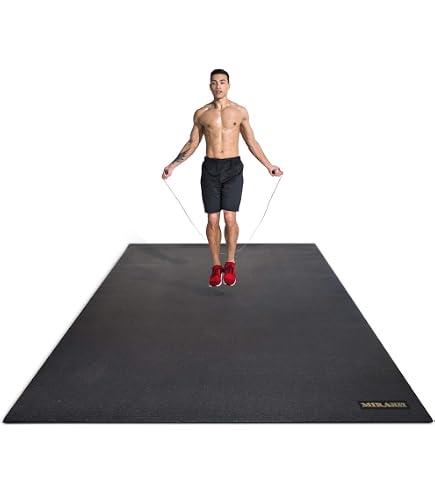 Rush Athletics Premium Jump Rope & Workout Mat - 6ft X 4ft, 8mm Thick ...
