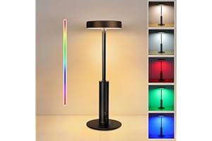 Befurglor Rechargeable Table Lamp Built-in Battery, Cordless Bedside Lamp Battery Operated, Dimmable 3 CCT & RGB 7 Color, Touch Desk Lamp for Bedroom, Living Room, Dining Room, Restaurant
