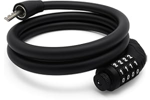 TIJAR Combination Bike Lock Cable, Heavy-Duty 4-Digit Resettable Code Lock | Anti-Theft Security with Alloy Core & Scratch-Proof Soft Plastic Cover | Water Proof Coating, Ideal for Bicycles & Gates