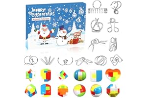 MELEAGER Calendario Avvento Rompicapo, 2025 Puzzle Natale Calendario Avvento, 12 Pezzi Rompicapo in Metallo, 12 Pezzi Puzzle in Plastica 3d, per Bambini Adulti