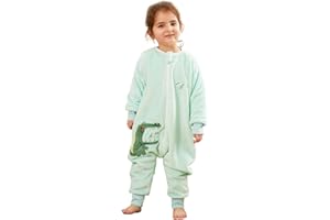 Tolaler Saco Dormir Bebe con Pies Invierno, Suave y Acogedor Saco de Dormir con Piernas Invierno con Simpáticos Estampados de Animales (Unisex)