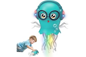 HOSSOM Juguete de Medusa para Bebé, Juguete Pulpo Bailarín y Gateador con Luces LED y Música, Eléctrico para Medusas Arrastrándose, Regalo de Cumpleaños para Niños y Niñas