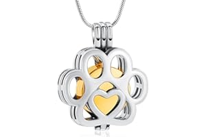 VCCWYQK Joyería de cremación para cenizas para perro o gato de acero inoxidable con medallón conmemorativo collar interior de mini estuche joyería de cremación para mascotas