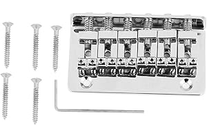 DILWE Ponte per Chitarra, Sella a Ponte in Metallo Coda Dura Fissa 6 Corde Basso Elettrico con 5 Pezzi Viti