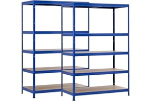 ORION91 Pack 2 Estanterías Modulares con 5 Baldas Ajustables 180x120x60cm 1250Kg O91