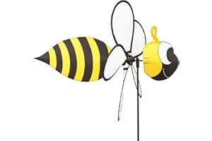 HQ HIGH QUALITY DESIGN Windspiration - Spin Critter, UV-beständige und wetterfeste Windspiel Deko für Garten, Terrasse und Balkon - Windrad inkl. Standstab (Bee)