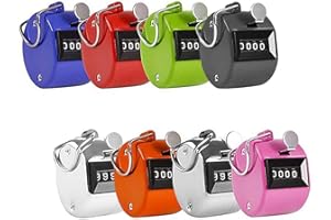 Lot de 8 Couleur Main Compteur Manuel 4 Chiffres mécanique Palm Cliquez Compteur Nombre Clicker Couleurs Assorties Hand Held Compteur Clicker pour Le Sport/Coach/Casino/Cas/école/Train