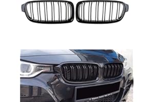 GSRECY Nero lucido per F30 F31 2012-2018 Serie 3 318d 320d 330d 320i 328i 335i 335i xDrive Twin FIns Paraurti Kindey anteriore Griglia Coppia grill