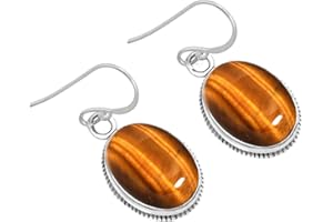 Boho Handgefertigter Schmuck Natürlicher Edelstein Onyx, Perle, Mondstein, Bernstein Oval Echt 925 Sterling Silber Tropfen Ohrhänger für Frauen