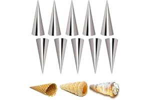 JasCherry Stampo per Croissant a Vite in Acciaio Inossidabile da 10 Pezzi, Stampo per Pasticceria a Forma di Cono in Rotolo per Panna per Croissant per Tubi di Cannoli