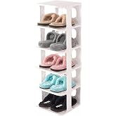 Orret Home 5 Tiers Plastic Shoe Rack, Addable and Magnifiable Organizer, Door Front and Indoor Use