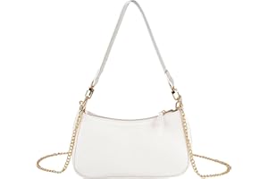 SSKHE Sac à main avec chaîne, sac à bandoulière en cuir synthétique pour femme, petit sac à bandoulière avec fermeture éclair (blanc), Noir , one size