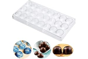 Roundsky 24 hoyos media bola forma policarbonato barrita forma media bola caramelo fabricante molde molde hornear moldes