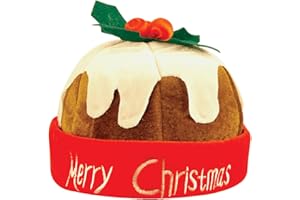 HENBRANDT Adult Christmas Pudding Hat with Holly 30cm | 12” Merry Christmas Figgy Pudding Holiday Party Headwear Fun Gift Xmas Fancy Dress Costume Accessory Novelty Hats for Men and Women