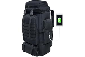 Vaupan Mochila de senderismo, mochila táctica militar de camping de 80 L con puerto de carga USB, impermeable, grande, mochila de viaje al aire libre, mochila Molle para hombres y mujeres