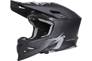 O'NEAL | Casco Motocross | MX Enduro Motorcycle | Compatibile con Airflaps™, Fodera imbottita Coolmax, Chiusura di sicurezza a doppia D | F-SRS Helmet Solid | Adulto | Nero | Taglia L