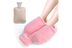 Aohcae Ocieplacz do stóp bez prądu, termofor 2 w 1, dla chłopców i dziewczynek, 2 l, ogrzewacz do stóp, termofor, idealny do utrzymania ciepła stóp w zimie (różowy)