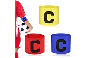 ORMROMRA 3 opaski kapitana do piłki nożnej, regulowane bransoletki kapitana, wielokolorowe, elastyczne opaski do piłki nożnej, opaski na rzepy, dla dzieci, dorosłych (czerwony, żółty, niebieski)