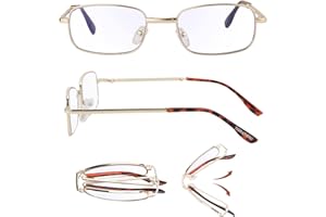 Tigratigro Okulary do czytania Foldable Presbyopia Anti Light Blue i UV z soczewkami antyrefleksyjnymi Mężczyźni i Kobiety,Metalowa rama prezentuje modny styl