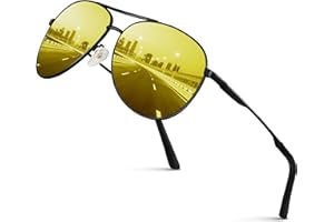 wearPro Lunettes Conduite de Nuit pour Homme et Femme Polarisées Lunette Vision Nocturne Anti-éblouissement Pilote Rétro Jaune Surlunettes UV400 Ultralégères Unisexes