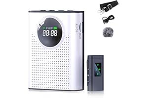 EVISTR Voice Amplifier with Magnetic Clip Wireless Lavalier Microphone - Portable Personal Speaker with 2.4G Wireless Microphone Supports Bluetooth, TF/SD Card for Teachers Tour Guides Coaches