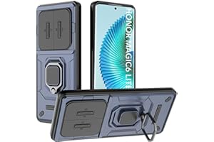 DERHAN Hülle für Honor Magic 6 Lite, Panzerhülle mit Slide Camera [Kameraschutz], Schutzhülle Stoßfest Handyhülle mit Ring Ständer - Blau