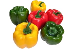 Lorigun Peperoni Dolci Artificiali Peperoni Dolci Colorati vegetali Falsi per la Decorazione, Verdure Decorative, peperoni Gialli Rossi Verdi 6 Pezzi (Ogni Colore 2 Pezzi)