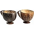 Thenga Coconut Teacup | Natural & Handmade | Juice and Hot Drink Glass Cups, Brown - 200 ml (Set of 2)