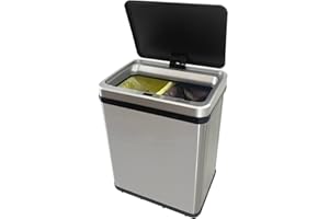 WELL HOME MOBILIARIO & DECORACIÓN Well Home Poubelle intelligente sans pieds pour recyclage avec ouverture automatique et contact manuel 15 l + 15 l 35,5 x 26 x 60 cm Gris