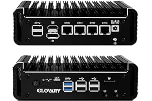 ‎GLOVARY Glovary Firewall Mini PC Quad Core N100, DDR5 16GB RAM 256GB NVMe SSD, 4 x 2.5GbE i226V LAN Fanless Computer Hardware, Micro Router Appliance, AES-NI, OPNsense, 8USB Port, TF Card Slot