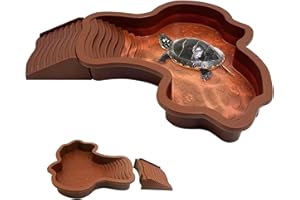 AIDODIA Abreuvoir Tortue Terrestre - Piscine pour Tortue avec DéTachable Rampe, 35x28.5x4.3cm, Bassin pour Tortues, pour Tortues, LéZards, Gecko Et Amphibien, Rouge brunâtre.