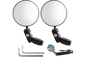 MDLSDE 2 Pezzi Specchietto Bici, Specchietto Retrovisore Bicicletta con 360 Gradi Regolabile Lente Convessa in Vetro HD per Manubrio 18-22 mm per Bicicletta Mountain Bike Bici da Corsa Veicoli Elettrici