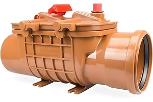UZMAN-VERSAND UZMAN DN110 Backflow Seal with Double Backflow Flap Backflow Lock Made of ABS, Construction Backflow Protection, DN 100/110 mm KG Pipe Waste Water Faeces