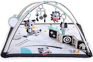Tiny Love Black & White Gymini Palestrina Neonato Multifunzione 0+ mesi, palestrina musicale con 18 attività, giocattolo interattivo, libro per bambini, archi regolabili, collezione Magical tales