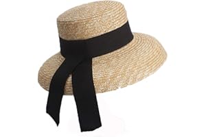 Ulalaza Sombrero trenzado de ala ancha para mujer, protección solar UPF 50+, sombrero de paja