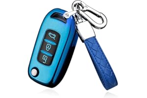 HIBEYO Custodia per chiave dell'auto, adatta per Renault Sandero Stepway Logan Clio Arkana Captur Kadjar, custodia protettiva portachiavi a 3 tasti blu